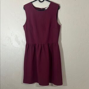 LOFT Burgundy Ribbed Textured‎ Sleeveless Fit Flare Dress Size 8